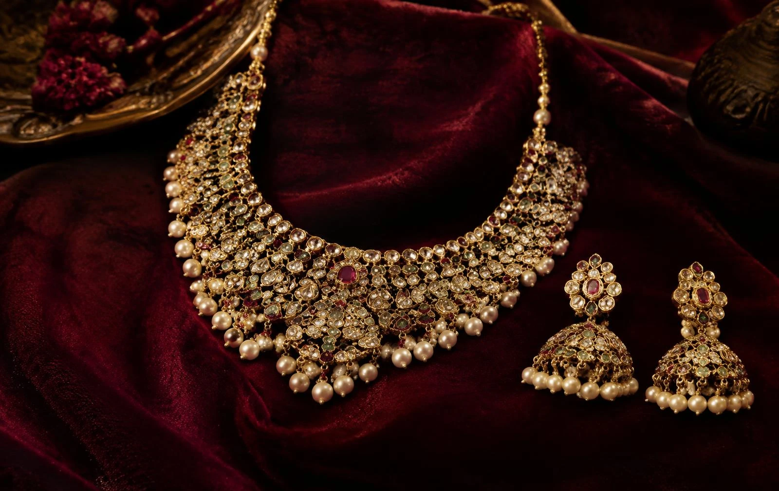 Handcrafted kundan and gold heirloom jewellery